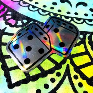 Dice Metallic Prismatic Reflective Single Decor Sticker